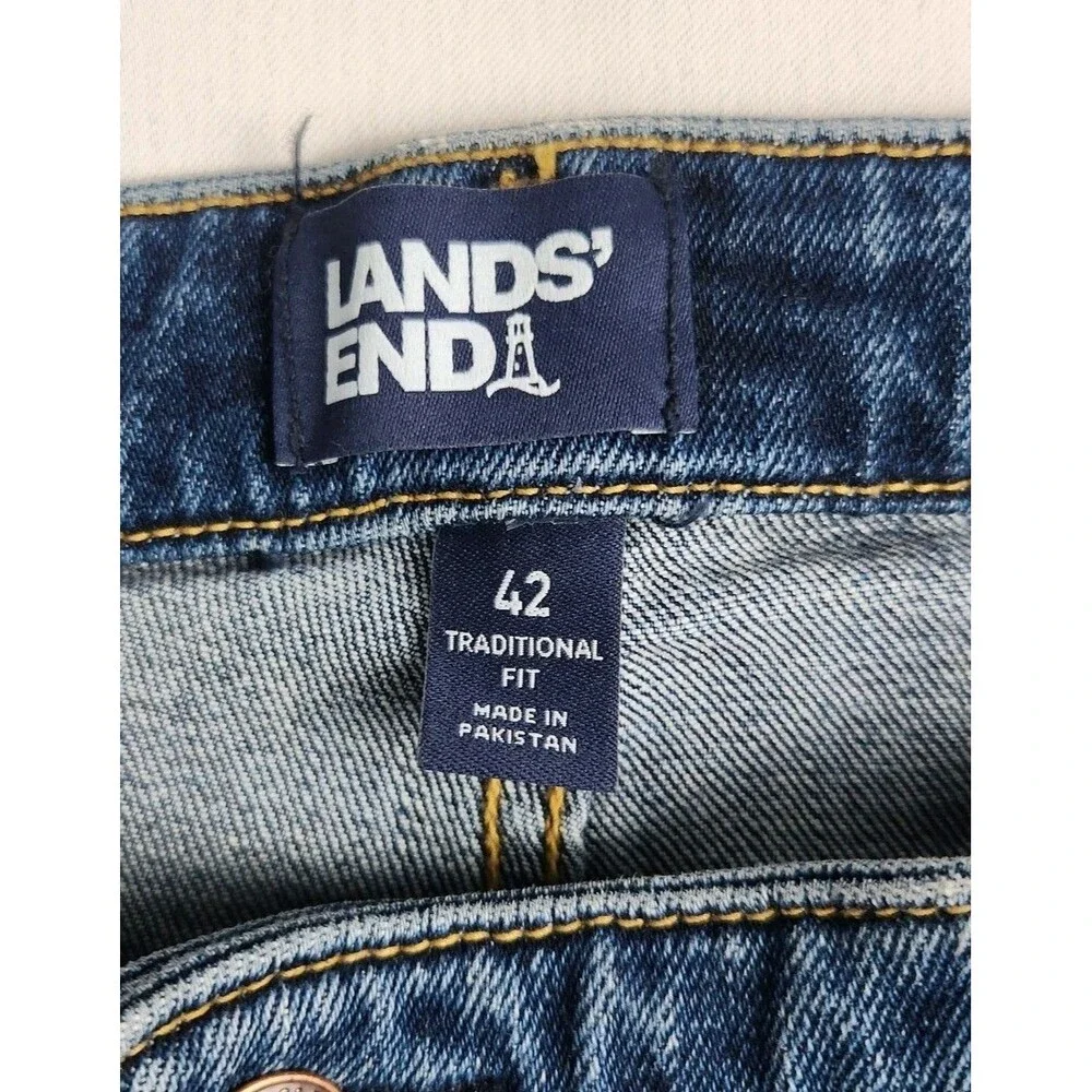 Lands End Traditional Fit Jeans Mens 42x34 Lot of 2 Straight Leg NWT Med/Dark